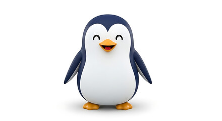Fototapeta premium pinguin 3d happy kawaii character animal cute cartoon for kids white background