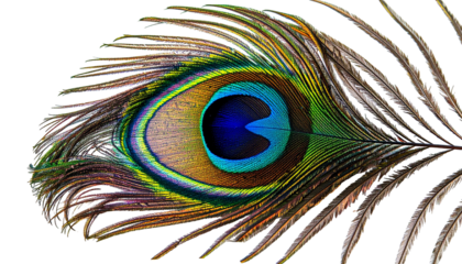 Detailed peacock feather on black