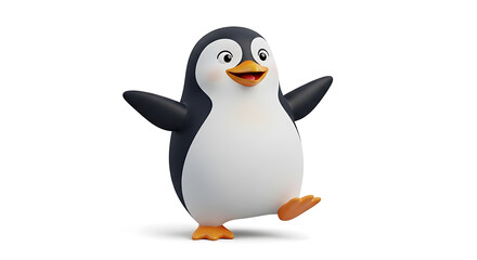 pinguin 3d happy kawaii character animal cute cartoon for kids white background