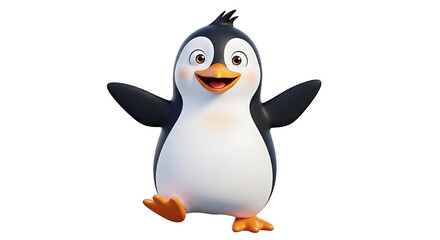 Fototapeta premium pinguin 3d happy kawaii character animal cute cartoon for kids white background