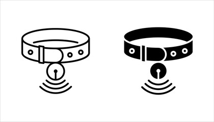 smart pet collar icon set, smart pet tracking technology icon vector illustration on white background
