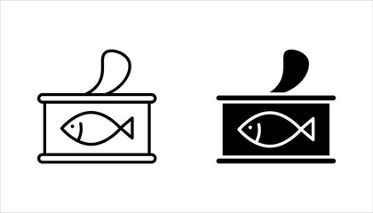 canned food icon set, open tin can icon. vector illustration on white background