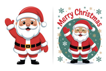 Merry Christmas Santa Character Vectors, Christmas Clipart Bundle | Cute Santa, Reindeer, Snowman, Candy Cane, Christmas Tree, Kawaii Holiday Illustrations | Kids Winter Clip Art PNG Set