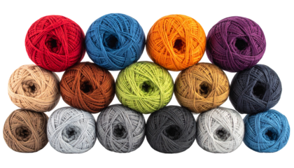 Stacks of assorted yarn balls