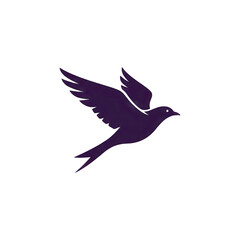 Obraz premium Stylized Silhouette of a Purple Bird in Flight Against a Transparent Background With Subtle Green and Blue Accents