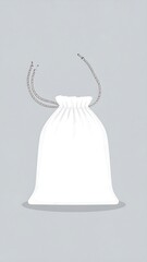 Plain white drawstring bag against a light gray background, minimal design