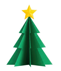 Obraz premium Origami christmas tree with star transparent background cutout png