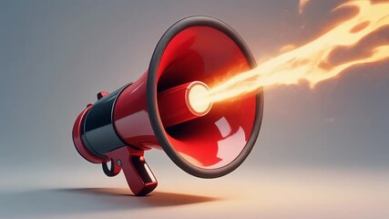 Get Loud Modern megaphone broadcasting with energy, announcing sales alerts and special offers for business marketing and promotional communication