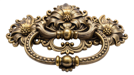 Vintage bronze drawer pull with floral design
