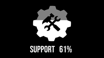 Technical support icon animation with padding and percentage counter