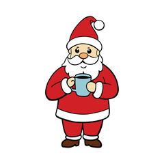Santa Claus enjoys a warm cup of tea, steam swirling around his rosy cheeks as he relaxes in his cozy red suit, taking a peaceful break from his magical holiday journey.
