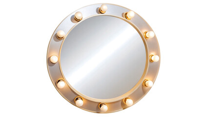 Illuminated round makeup mirror