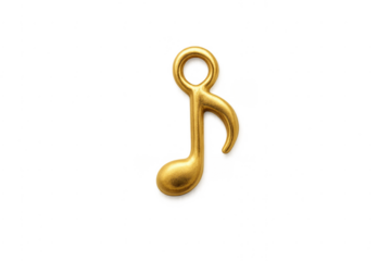 Golden musical note symbol on transparent background