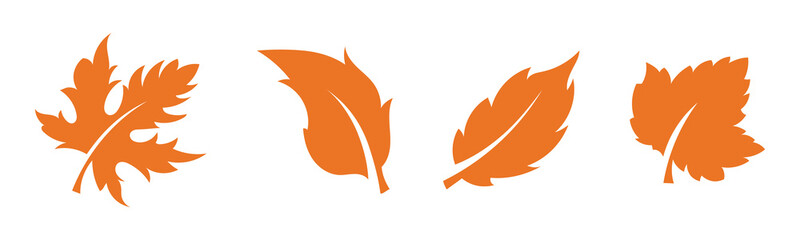 Set of various leaf silhouettes. Autumn and botanical concept.