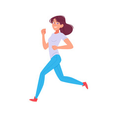 Happy Young Woman Running with Energy for Health and Fitness