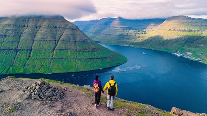 Klakkur trail with a view over the fjords of the Faroe Islands