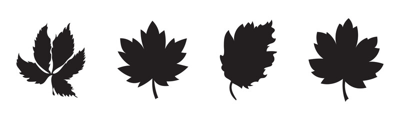 Set of black silhouettes of leaves on white background vector illustration