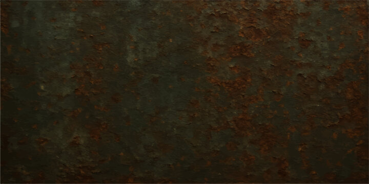 A close-up of an old rusty brown metal surface with a rough grunge texture and aged pattern