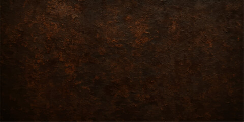 Aged dark brown grunge wall texture with old rusty metal pattern surface