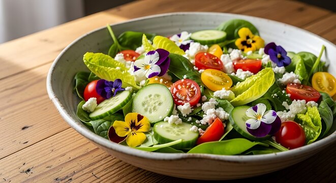 Fresh Summer Salad with Edible Flowers
