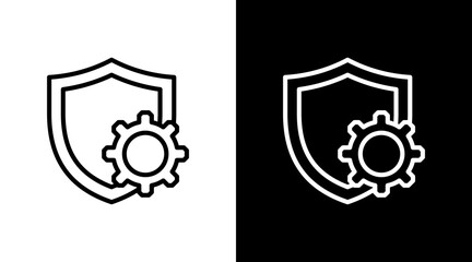 Shield Gear With Icon Set Design
