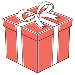 Red gift box with white ribbon for celebrations