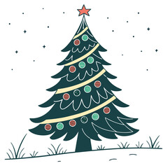 Stylized christmas tree with ornaments