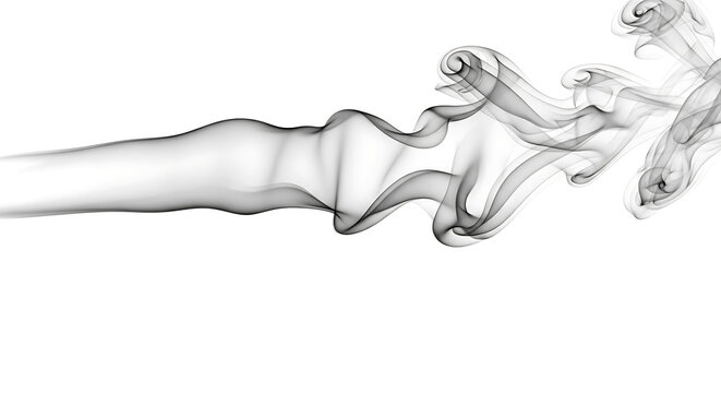 Minimalist Abstract Smoke Trails Representing Air Movement in Clean White Space - Powered by Adobe
