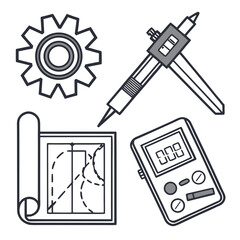 Engineering and Technical Tools Icons vector illustration