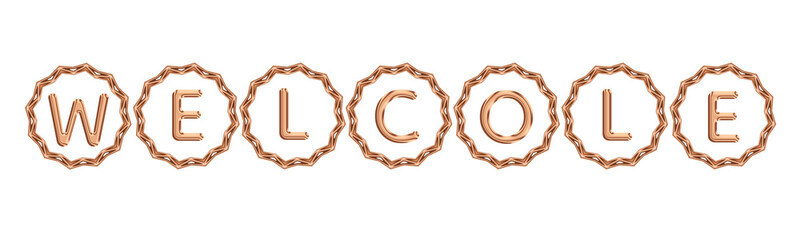 A premium rose-gold typography featuring the word “WELCOME” inside a luxurious geometric frame. The glowing metallic effect and Transparent background create an elegant