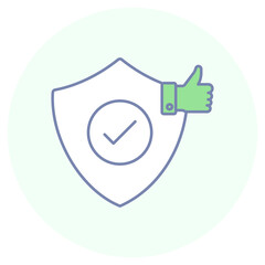 Thumbs Up Safety  Approval icon, Verified Protection, Secure Shield, Data Safety Icon, Security Approval