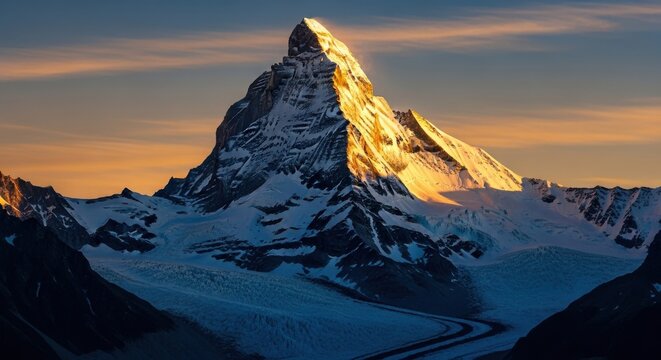 The Matterhorn mountain peak at golden hour sunrise - Powered by Adobe