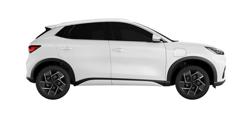 Side view white Mini SUV Electric vehicles isolated on white background © Supachai