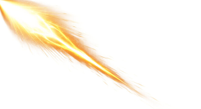 Abstract Glowing Golden Light Streak with Dynamic Motion Blur and Sparkling Particles