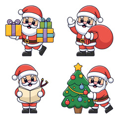 Cute Cartoon Santa Claus Characters Collection