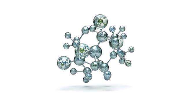 Abstract molecular structure with spheres and connecting lines