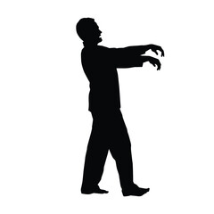 Silhouette of a Zombie, Sleepwalker, or Man Walking with Arms Outstretched, Horror or Exhaustion