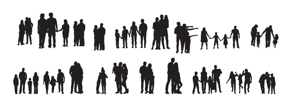 beautiful togetherness silhouette vector bundle.