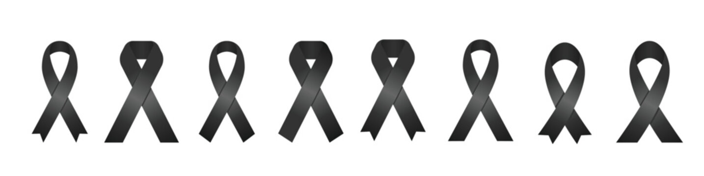 black ribbon mourning sign
