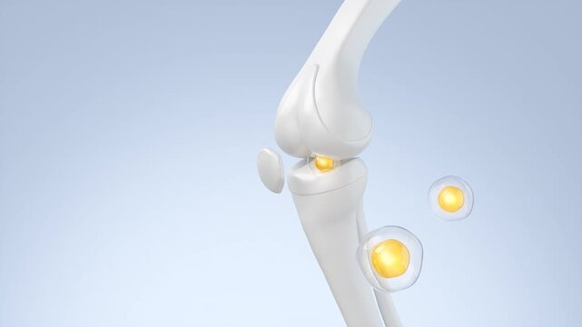 Healthy human bones and knee joints with vitamins or calcium from food and collagen. Medical food concept background.