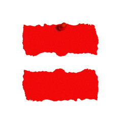Dramatic Red Torn Paper Edges and Rips Isolated , Vibrant Torn Paper Note Strips with Pushpin Vector