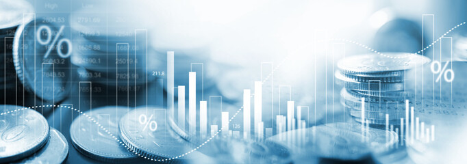 Inflation and tax concept Rising inflation rates graph. Global economy recession. interest rate,...
