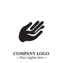 Minimalist Black Hand Logo Symbol on White Background in Clean Modern Silhouette Style
