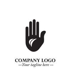 Minimalist Black Hand Logo Symbol on White Background in Clean Modern Silhouette Style