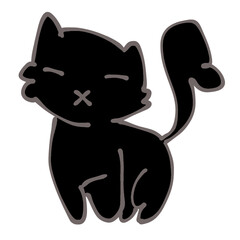 Illustration of a Black Cat With X Mouth