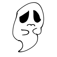 Sad Ghost Illustration on Black Background