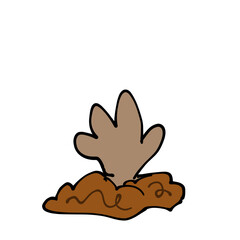 Hand-drawn Illustration of Hand Reaching from Ground