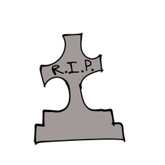 Doodle of Tombstone Gravestone with R.I.P.