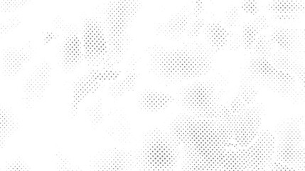Abstract grey halftone dots pattern scattered on a clean white background creating a subtle textured effect