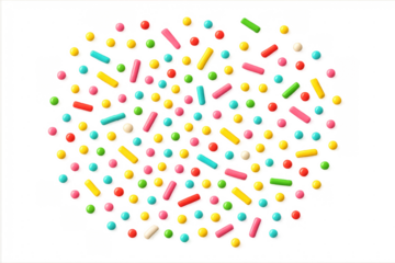 Colorful candy sprinkles topping with transparent background
